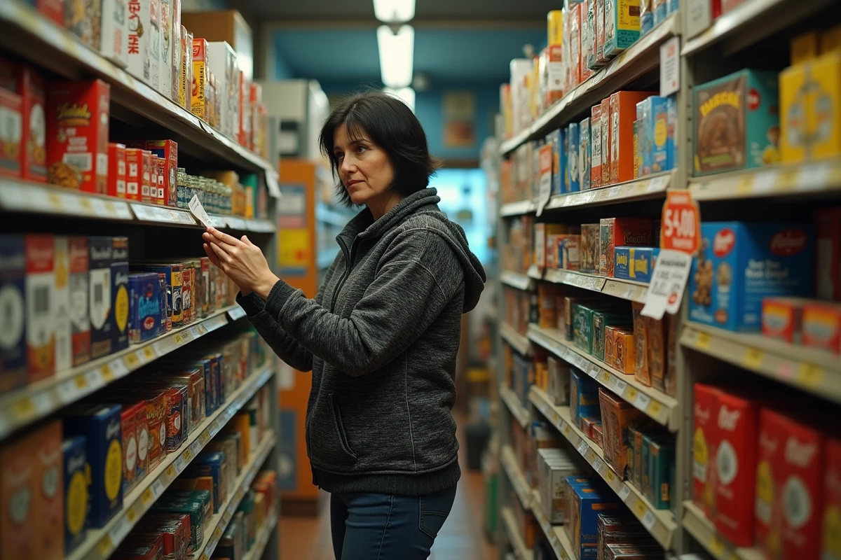 Femme regardant le rayon de tabac en magasin