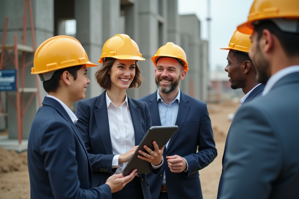 Jeune femme gestionnaire de chantier avec tablette