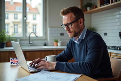 Homme d'âge moyen travaillant à Paris avec documents fiscaux