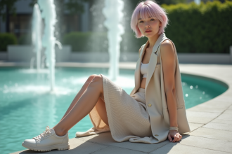 Jeune adulte à la mode urbaine dans une place moderne