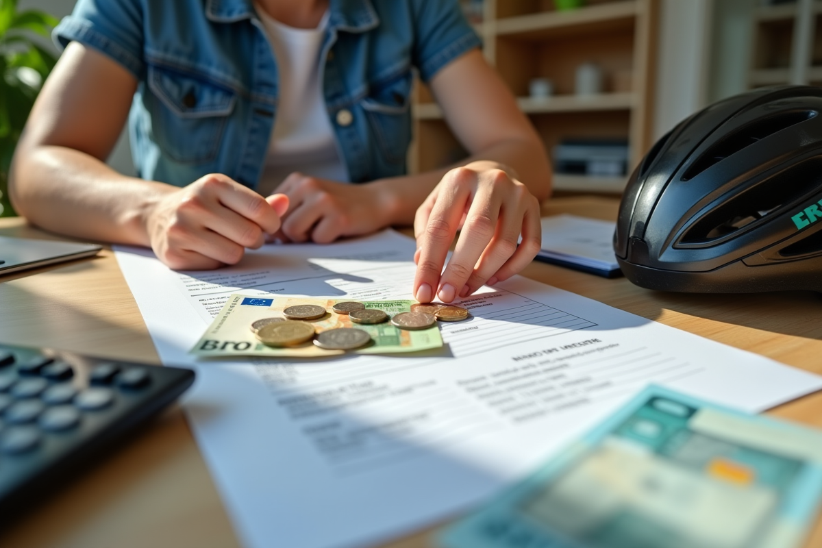 Jeune comptant des pièces et billets pour le BSR