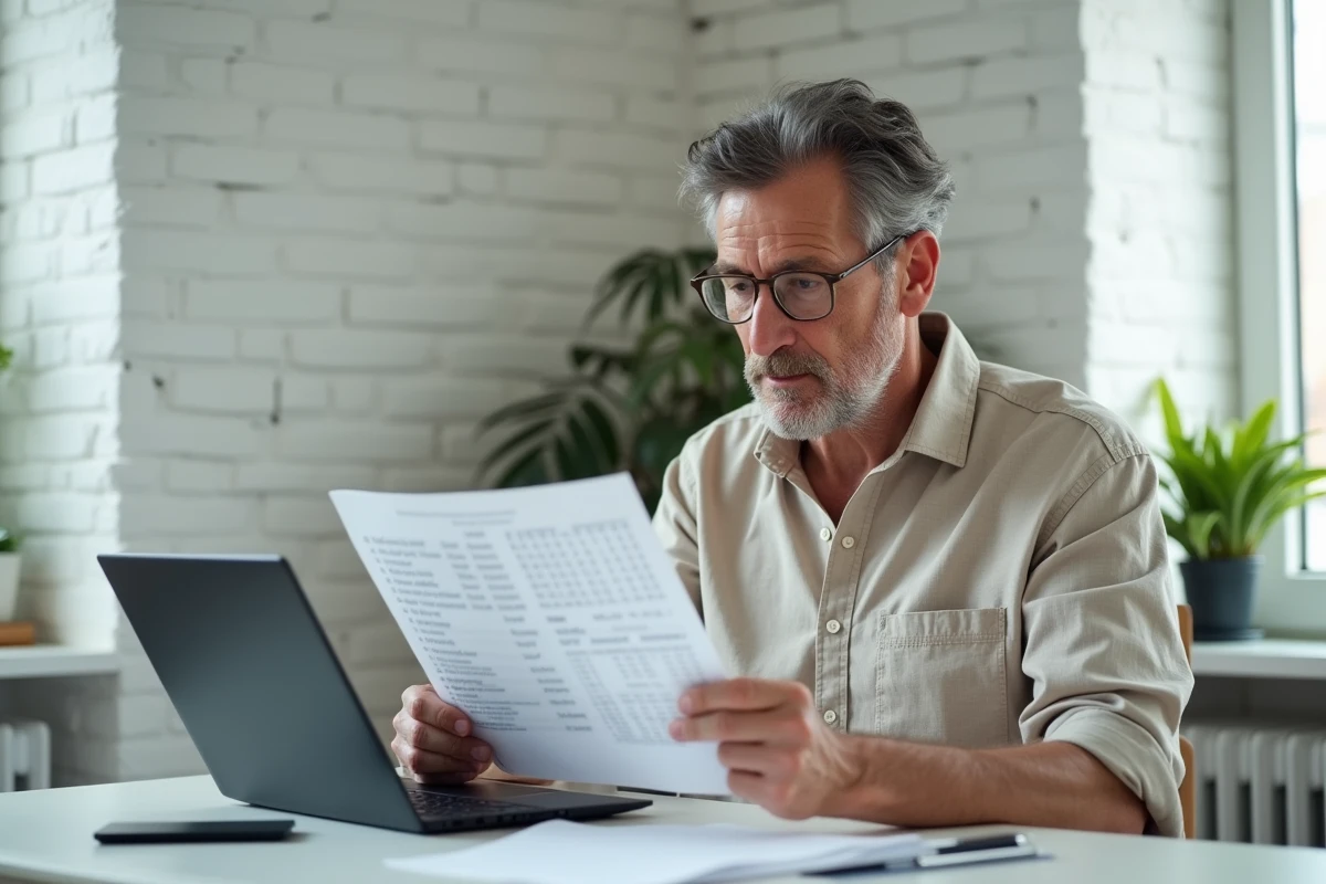 Passionné d'histoire consultant un convertisseur de chiffres romains sur ordinateur portable à son bureau
