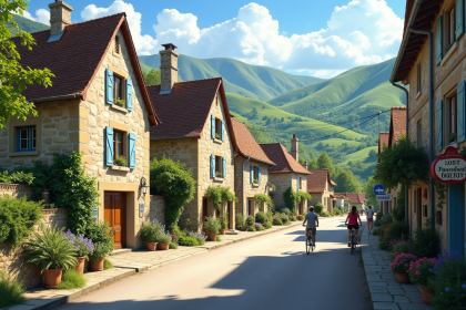 Charmant petit village français avec maisons en pierre et volets colorés