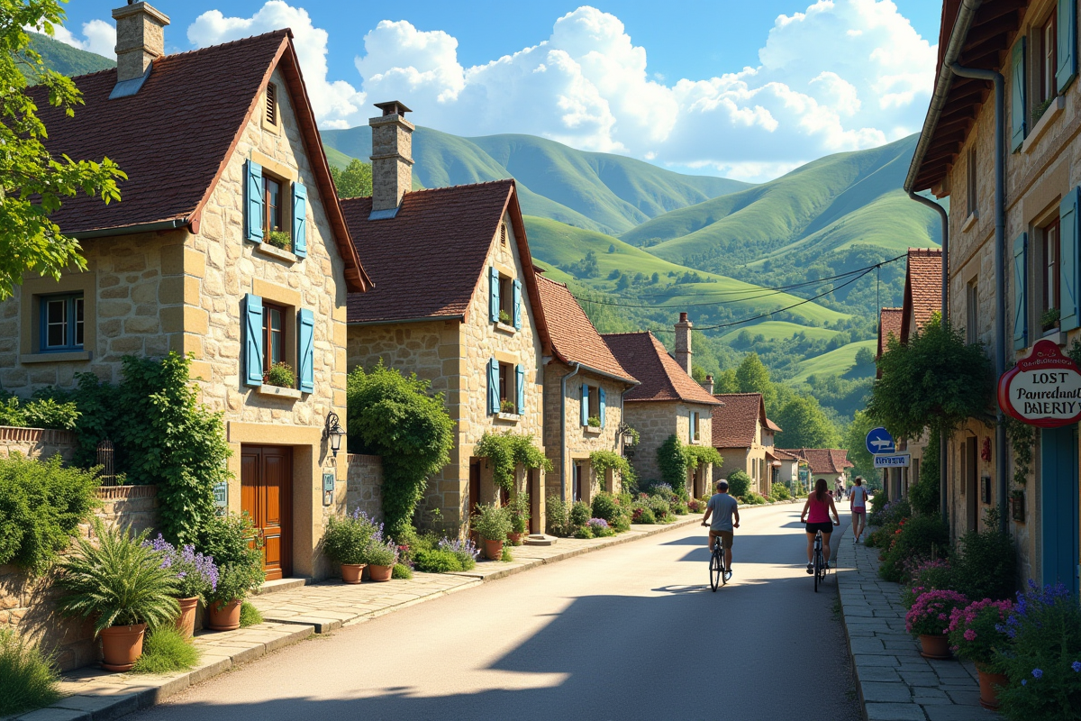 Charmant petit village français avec maisons en pierre et volets colorés