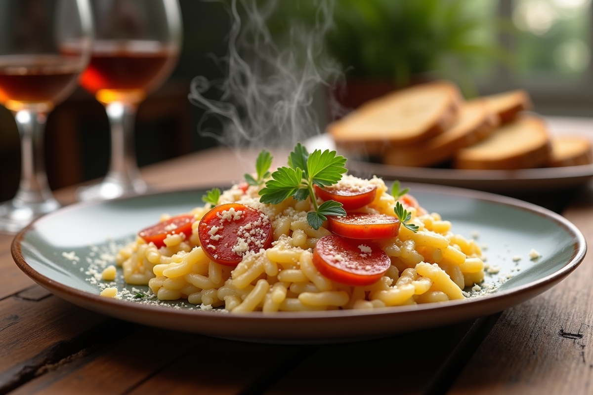 Assiette de risotto au chorizo frais et persil